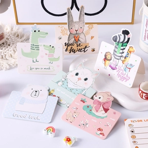 Set of six cute cartoon animal cards featuring bear rabbit and zebra for kids gifts
