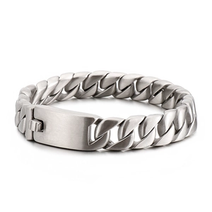 Minimalistisches 12mm Edelstahl-Panzerarmband für Herren mit matt gebürsteter Oberfläche