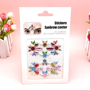 Colorful 3D rhinestone flower stickers for eyebrow center and face body art decoration