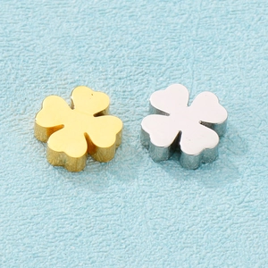 Perles de trèfle à quatre feuilles en métal doré et argenté pour bijoux DIY
