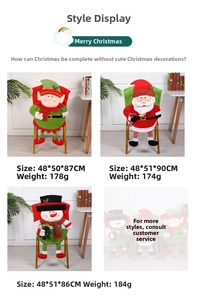 Detailed size chart for Santa and Elf Christmas chair covers with precise measurements