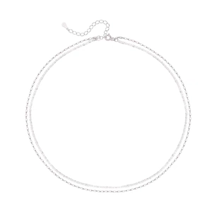 Double-layered S925 sterling silver layered necklace with sparkling facet chain details