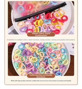 Detailed view of colorful elastic hair bands in assorted macaron and candy colors
