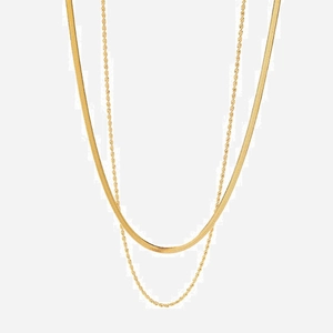 Double Layer Necklace Stainless Steel Snake Chain And Twist Rope Chain Vintage Style For Women Waterproof Hypoallergenic
