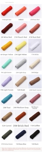 Detailed color palette showing 24 variants of crinkled voile scarves with raw edges
