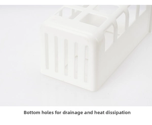 Detail of the bottom hollow design for drainage and heat dissipation of the wall-mounted rack