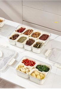 Food-grade relish box featuring 4 and 8 independent compartments for kitchen seasoning storage