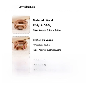 Detailed specs of wood bangles set with strawberry and daisy floral prints