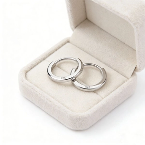 Classic 925 sterling silver hoop earrings with high-polish mirror finish and hallmarked stamp