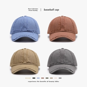 Vintage Washed Cotton Baseball Cap Distressed Frayed Edge Curved Brim Adjustable Retro Sun Hat Men Women Streetwear