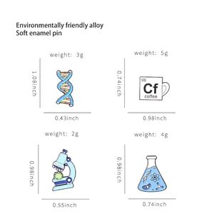 Kreative Chemie-Anstecknadeln aus Legierung mit DNA, Mikroskop und Kolben-Emaille-Designs