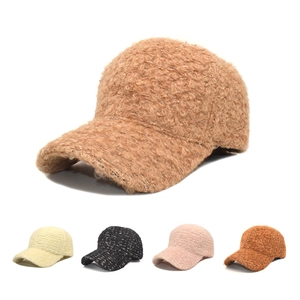 Casquette De Basketball En Peluche Fausse Fourrure Tweed Hiver Chaude Femme Épaisse Extérieur Mode
