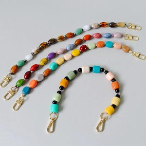 Retro Beaded Bag Strap Resin Acrylic Colorful Candy Color Handbag Handle Accessory Fashion For Women