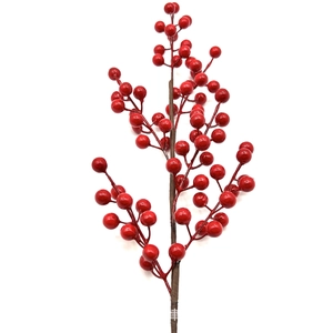 Artificial red berry branch with twelve forks for festive home decoration and floral display