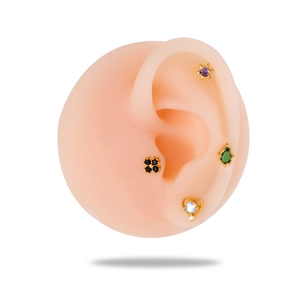 Surgical steel screw-back earrings with colorful zircon stars and heart shapes
