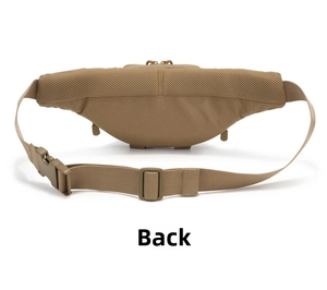 Tactical waist bag back view showing honeycomb breathable mesh and nylon strap
