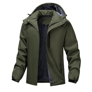 Giacca Imbottita Invernale da Uomo Foderata in Pile Antivento Impermeabile Parka con Cappuccio Cappotto Caldo da Uomo