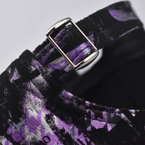 Black tie-dye baseball cap with geometric patterns and silver metal adjustable buckle