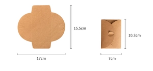 Detailed size chart for kraft paper envelope showing unfolded and folded dimensions