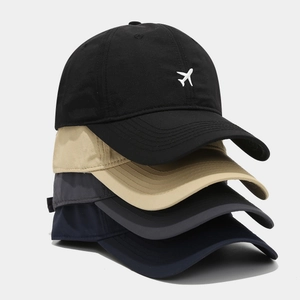 Casquette De Baseball Polyester Séchage Rapide Broderie Avion Ajustable Respirant Chapeau Soleil Sport Plein Air Unisexe