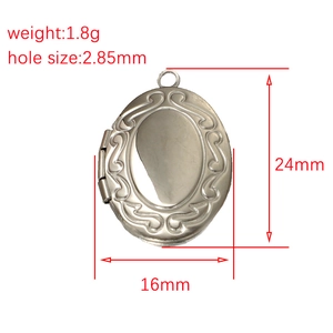 Polished 316L stainless steel oval locket pendant with vintage floral pattern and sizes