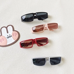 Kids Y2K sports sunglasses in black pink red and silver with wide rectangular frames