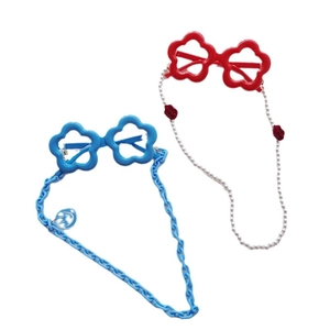 Kids flower sunglasses with pearl chain and blue star shades with smiley pendant