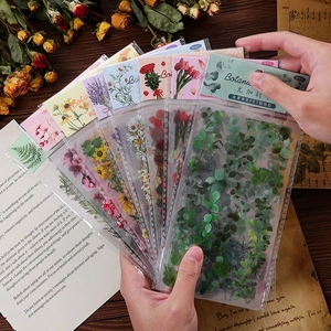 6-piece transparent PET botanical floral stickers for scrapbooking and DIY crafts decoration