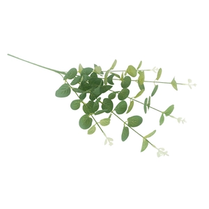 Detailed view of artificial eucalyptus money leaf stems with realistic green vein textures