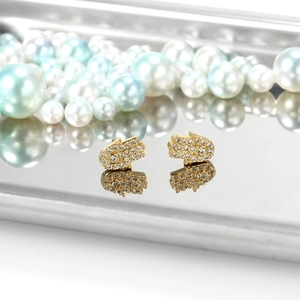 Hamsa Hand Stud Earrings 18K Gold Plated Copper Zirconia Fatima Hand Evil Eye Protective Jewelry For Women
