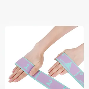 Numbered 8-loop yoga stretch strap for flexibility training and dance stretching