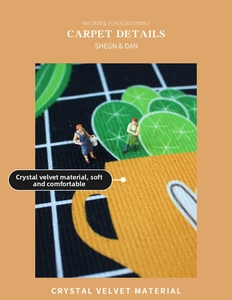 Gros plan sur la texture velours de cristal du paillasson Halloween avec cactus et citrouilles