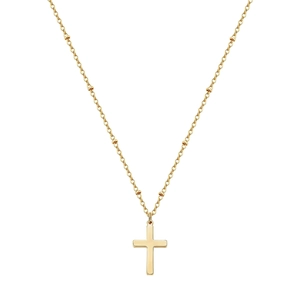 Minimalist Stainless Steel Cross Pendant Necklace Women Satellite Beaded Chain Adjustable Fashion Accessory