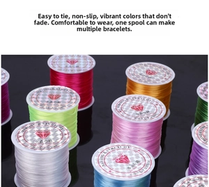 Macro detail of multi-colored 100% polyurethane elastic strings for DIY jewelry making