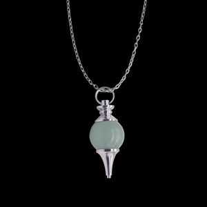 Silver-plated natural green crystal pendulum pendant necklace for spiritual healing