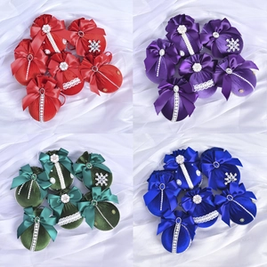 Velvet 8cm Christmas ball ornaments with lace, pearls, and diamonds in 4 colors