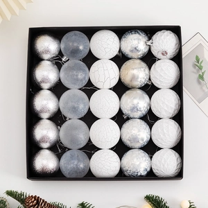 25-piece silver and blue Christmas ball set in a black gift box for tree decoration