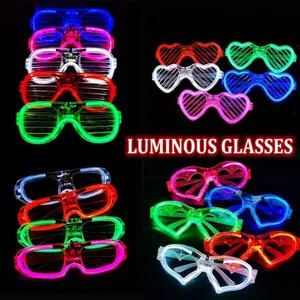 LED Glowing Shutter Glasses Light Up Heart Square For 2025 Party Nightclub Bar Neon Flashing Plastic Novelty