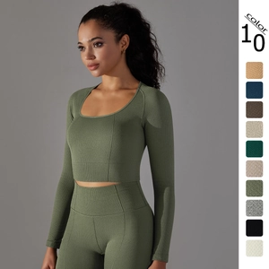 Women's Seamless Long Sleeve Yoga Set Honeycomb Texture Sportswear Tummy Control Fitness Top And Bottom Workout Suit