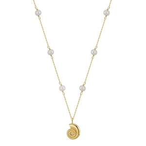 925 Sterling Silver Conch Shell Pendant Necklace With Natural Artificial Pearls And Zircon Inlay Ocean Style Jewelry For Women