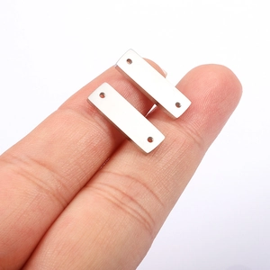 Polished stainless steel double hole rectangle pendant connectors for DIY jewelry