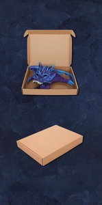 Dragon mask in a protective kraft paper box secured with durable cable ties