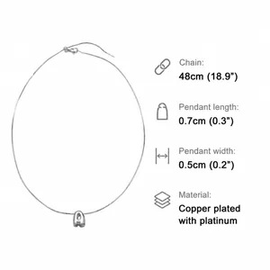 Tabella taglie per collana placcata platino 48cm con ciondolo lettera a da 0,7cm