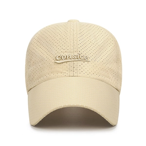 Perforated quick-dry baseball cap with con sice embroidery and adjustable elastic strap