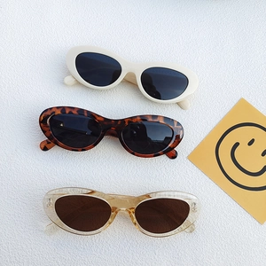 Vintage oval cat eye sunglasses for women and men in ivory, tortoiseshell, and champagne