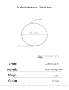 Detailed specs of S925 sterling silver snake chain bracelet with 1.5mm width and 2.36g weight