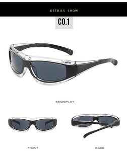 Detail view of PC frame cycling sunglasses with dual-layer design for outdoor sports