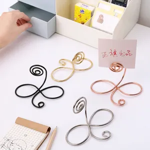 Eight-shape wire table card holders in black, gold, rose gold and silver finishes