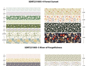 Detailed view of floral washi tape set in 10mm to 30mm widths for DIY scrapbooking