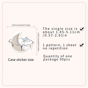 Detail view of 50pcs non-repeating silver INS style waterproof stickers for DIY notebooks